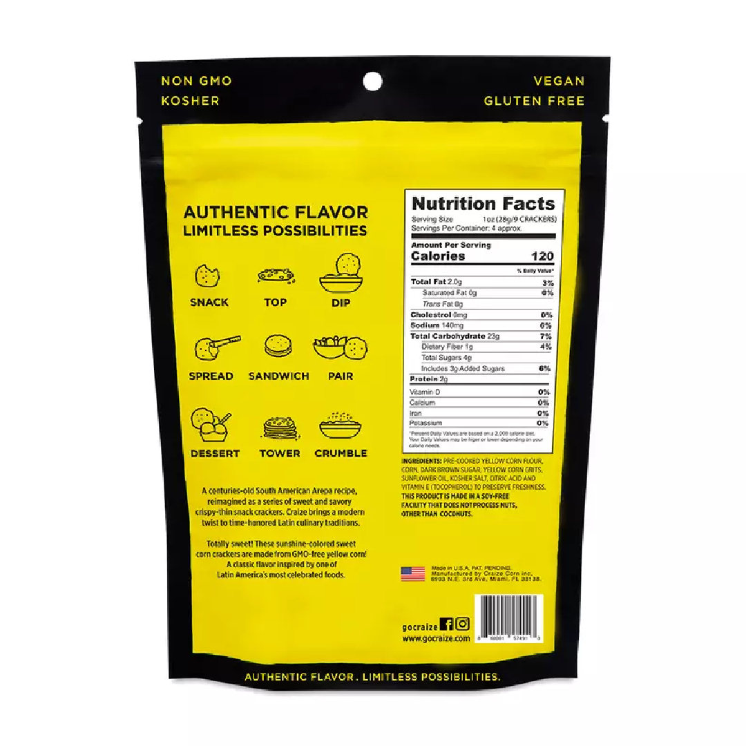 craize Toasted Corn Crackers, Sweet Corn