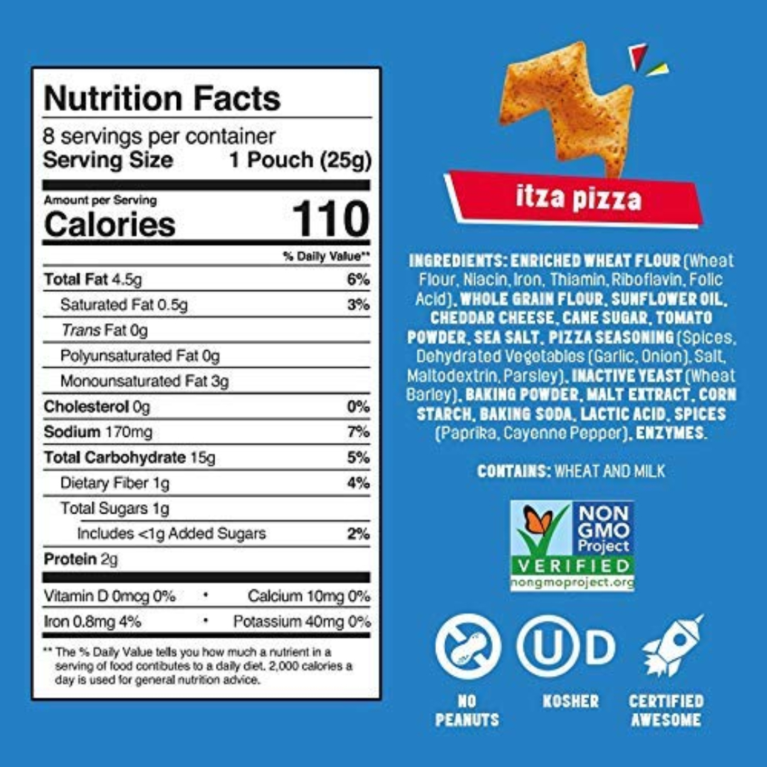 Itza Pizza Crackerz maverick snacks ingredients healthy kosher crackers have willpower