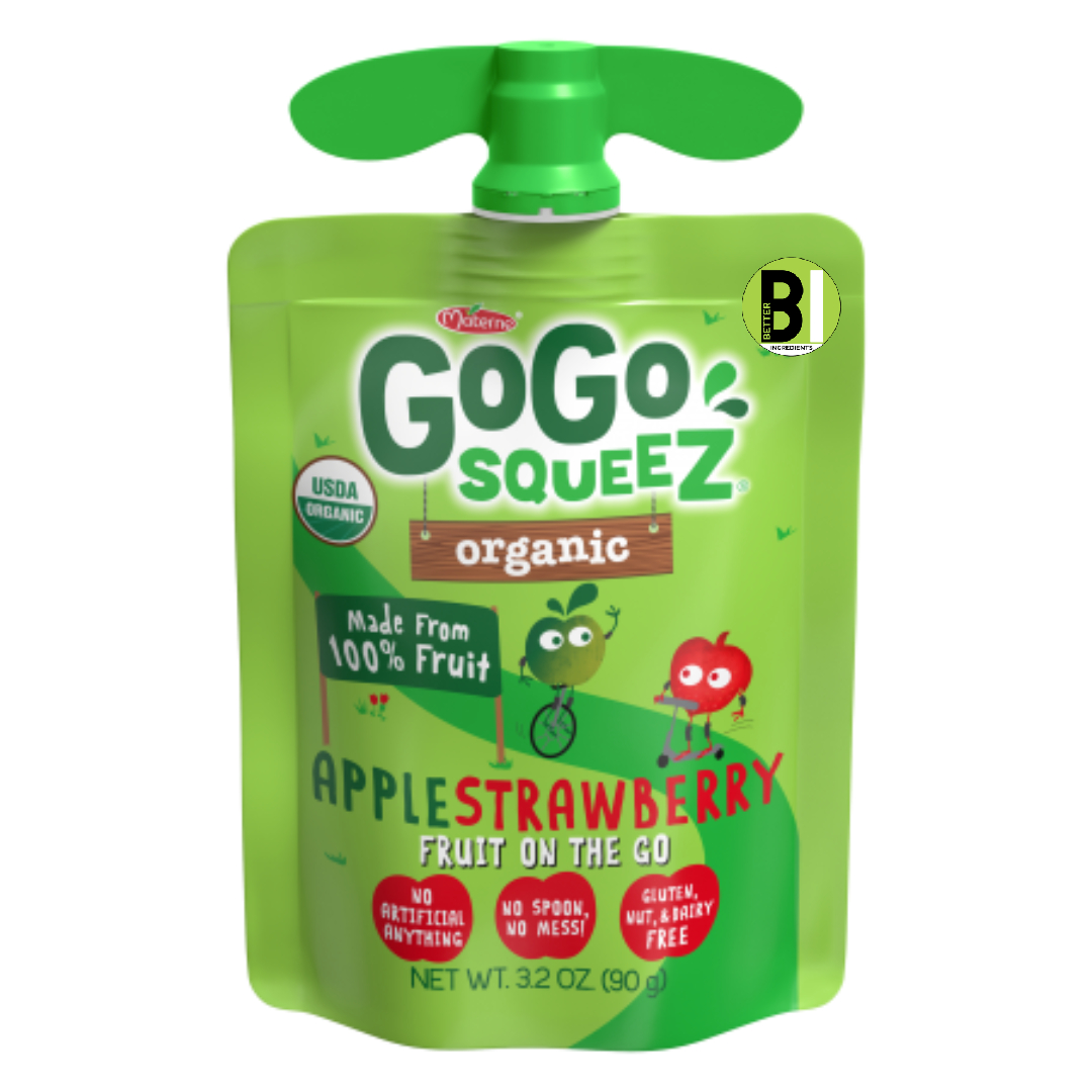 GoGo Squeez Organic Fruit On The Go Apple Strawberry healthy kosher fruit snacks