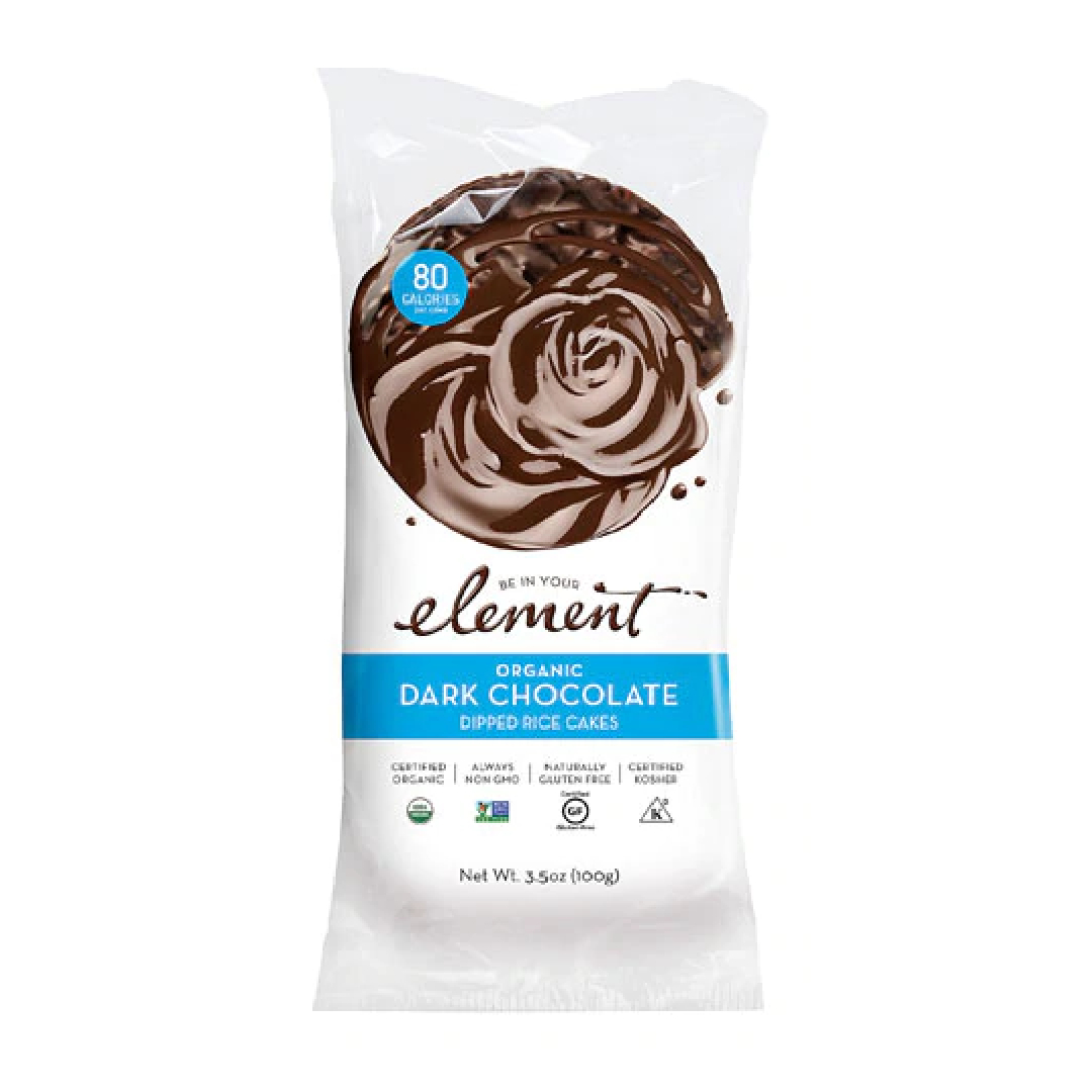 Element Organic Dipped Rice Cakes Dark Chocolate healthy kosher rice cakes have willpower