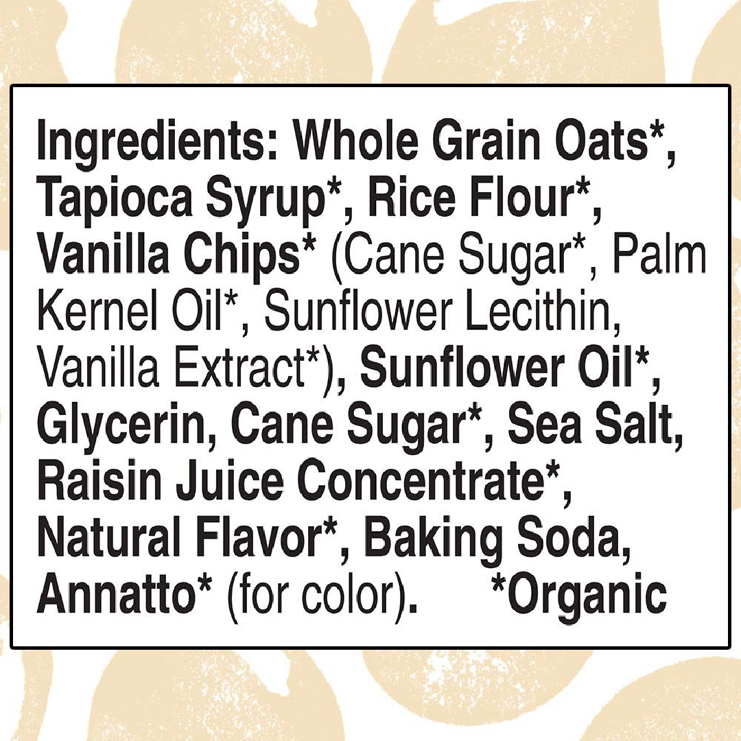 CASCADIAN FARM ORGANIC CHEWY GRANOLA BARS ingredients