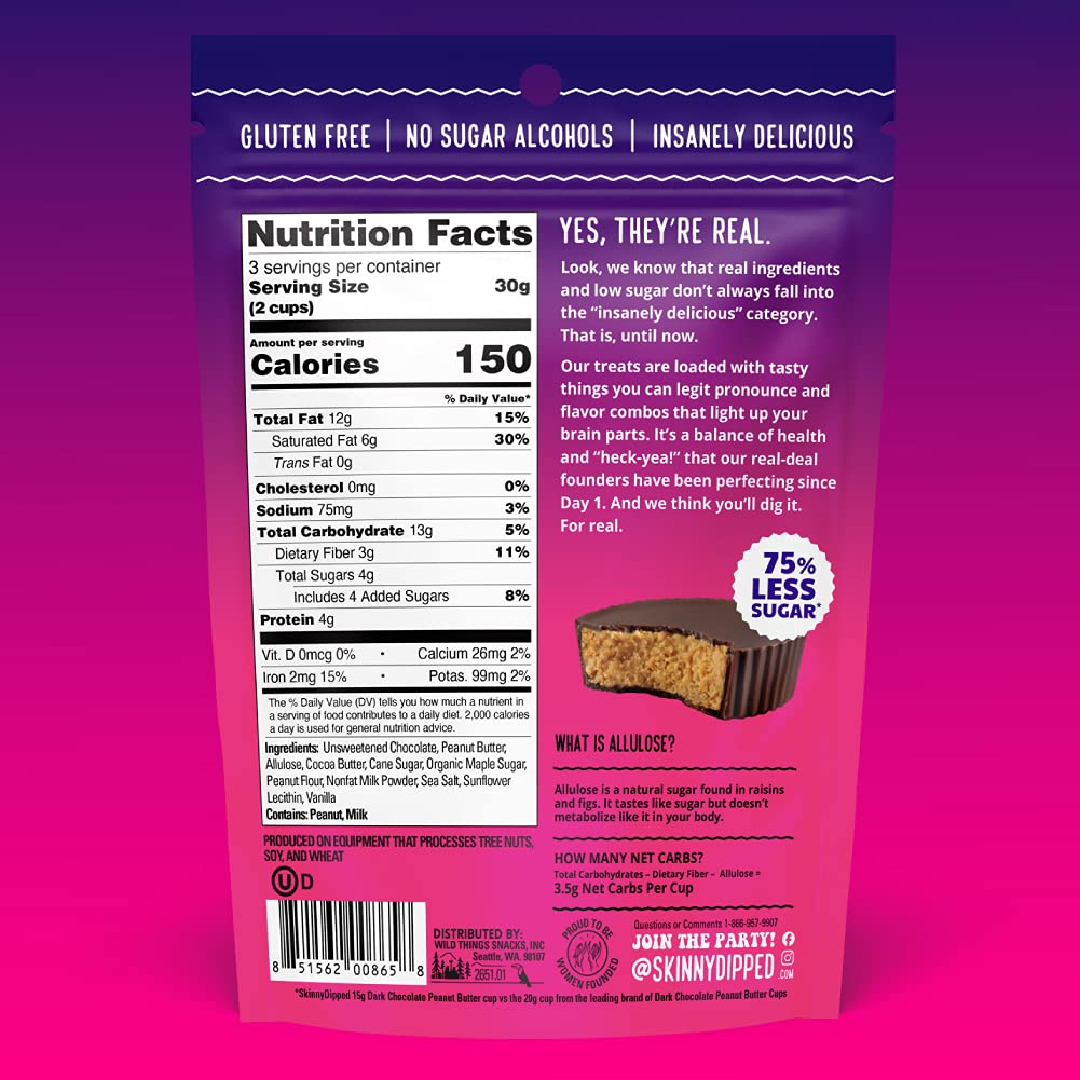 skinny dipped dark chocolate healthy kosher peanut butter cups have willpower