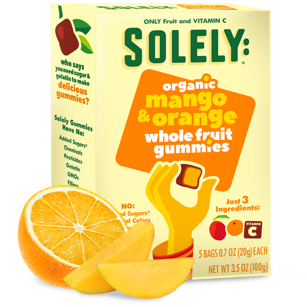 Organic Mango and Orange Whole Fruit Gummies soley fruit